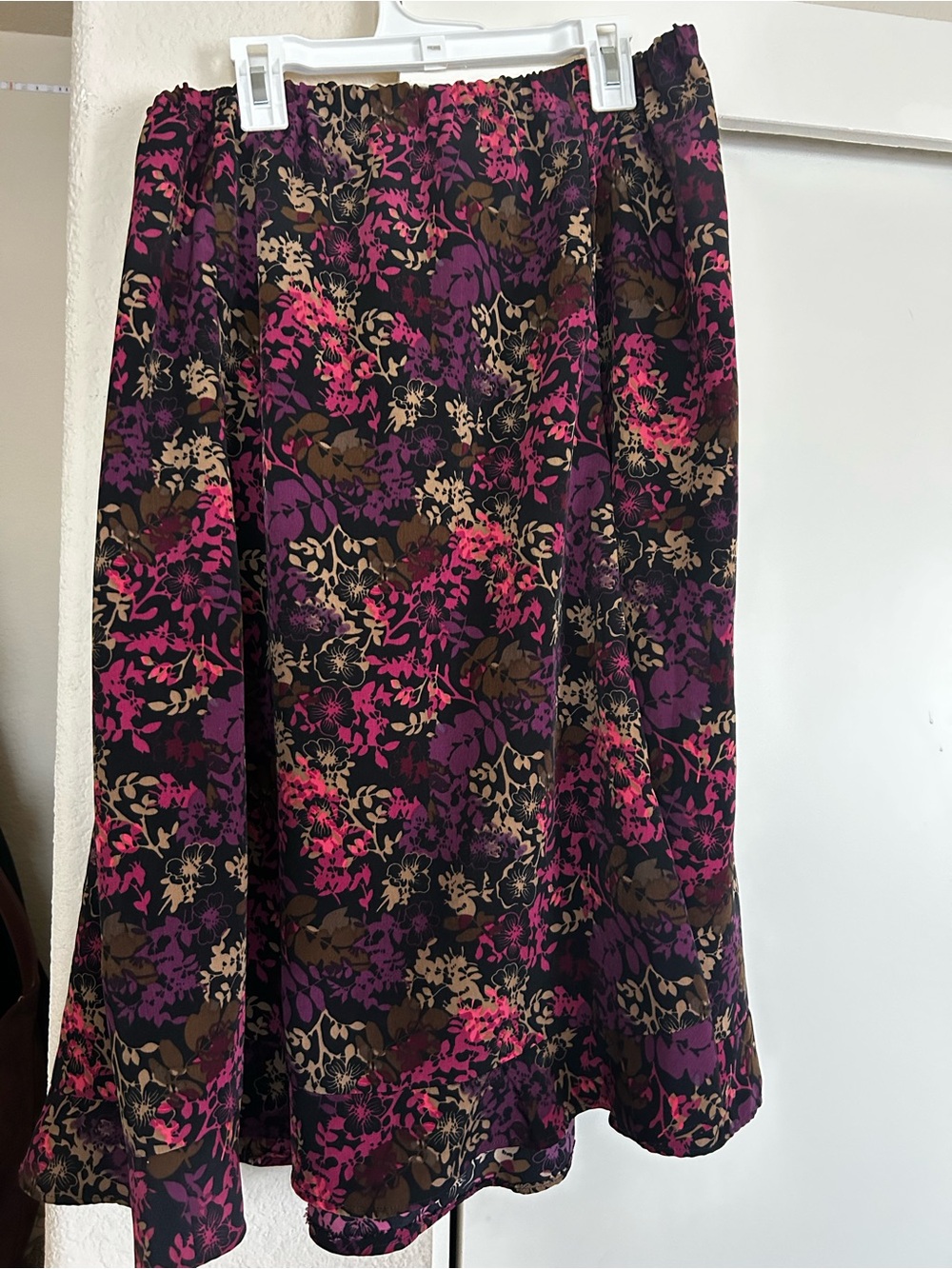 Women's Floral A-Line Skirt in Purple & Pink